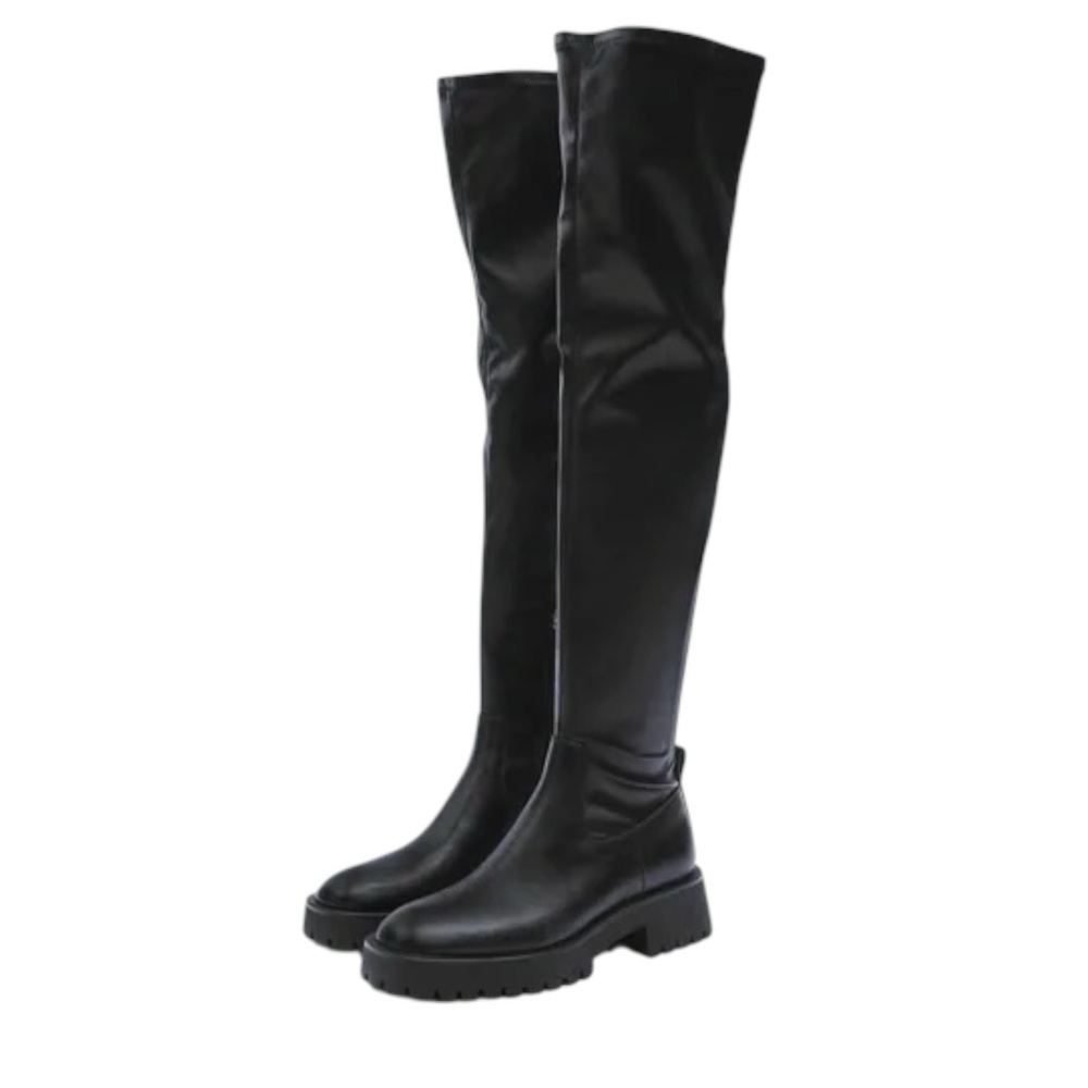 Women’s Zara black flat over-the-knee boots SZ 40 NWT